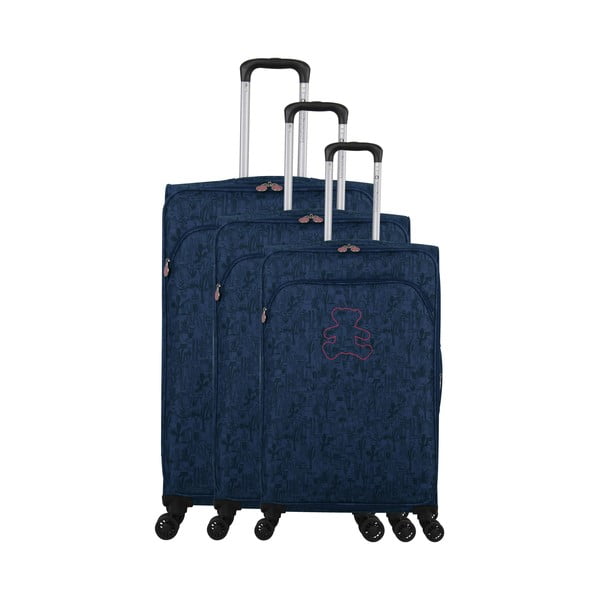 Cassandra 3 db kék gurulós bőrönd - Lulucastagnette