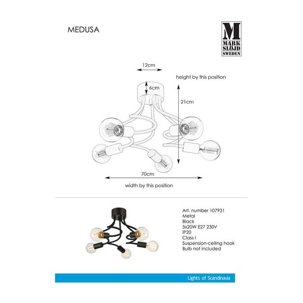 Medua Ceiling 5L fekete mennyezeti lámpa - Markslöjd-image-1