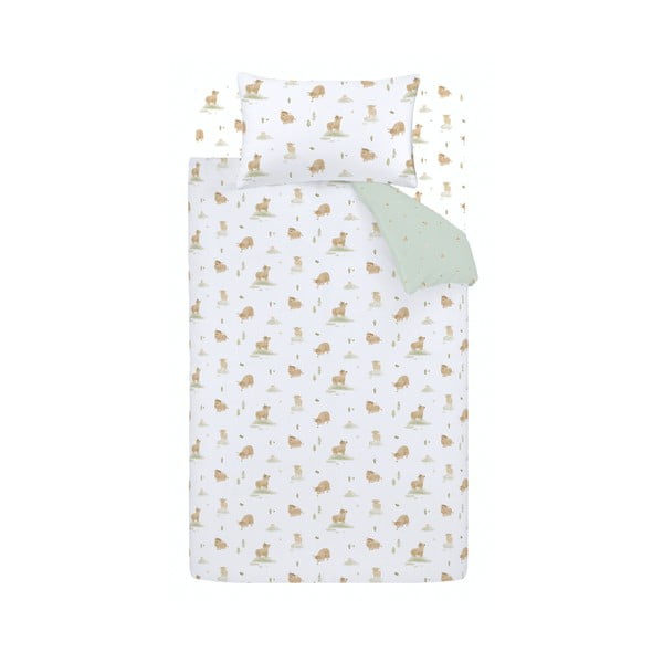 Fehér-zöld kétszemélyes pamut gyerek ágyneműhuzat 200x200 cm Mini Moo Cow – Bianca
