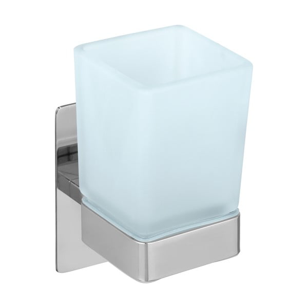 Fényes ezüstszínű öntapadós üveg fogkefetartó pohár Genova – Wenko-image-2