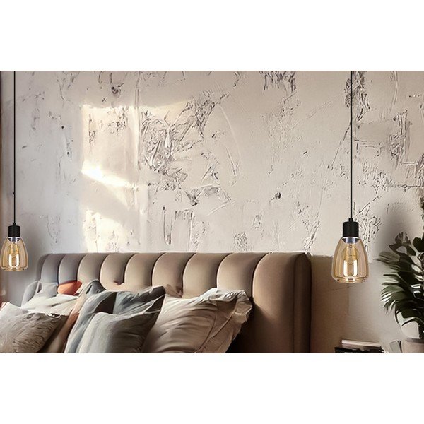 Fekete függőlámpa üveg búrával ø 12 cm Moldo – Candellux Lighting-image-1