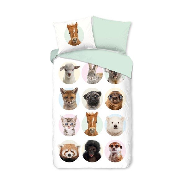 Egyszemélyes-hosszabbított pamut gyerek ágyneműhuzat 140x220 cm Young Animals – Good Morning