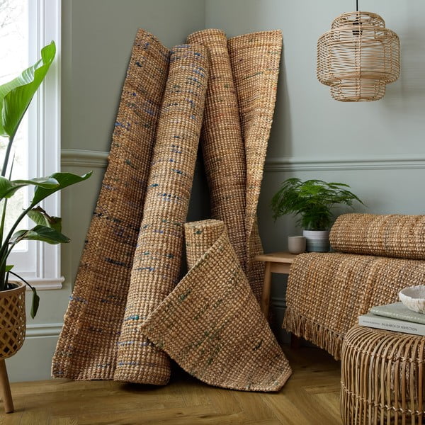 Zöld-natúr színű kétoldalas kézi szövésű juta szőnyeg 120x170 cm Jute Boucle Green – Flair Rugs-image-2