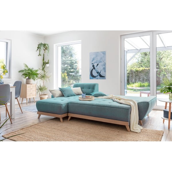 Türkiz kinyitható sarokkanapé (variálható) Dazzling Daisy – Miuform-image-3