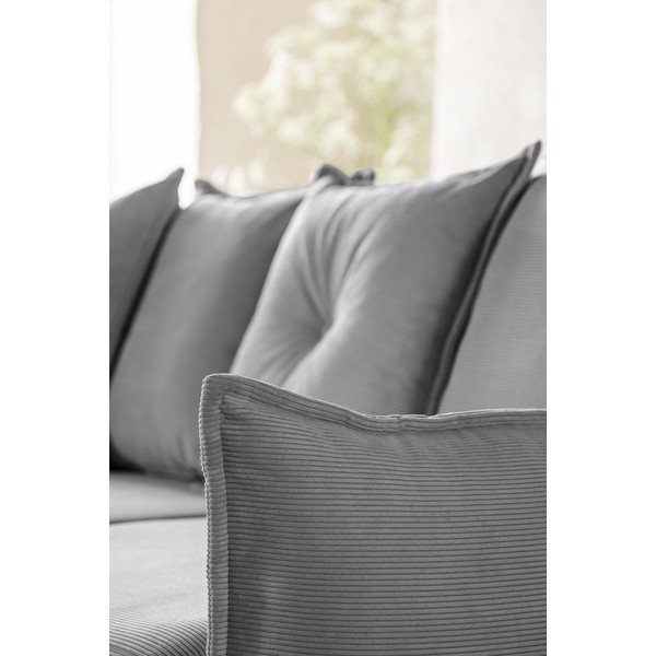 Szürke kordbársony kinyitható sarokkanapé (bal oldali) Lazy Lukka – Miuform-image-3