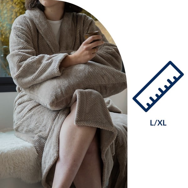 Szürkésbarna mikroplüss fürdőköpeny L/XL Pippa – Tiseco Home Studio-image-4