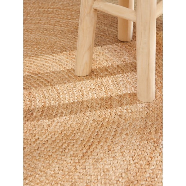 Natúr színű kétoldalas kézi szövésű kerek juta szőnyeg ø 200 cm Jutta Gold – Hanse Home-image-4