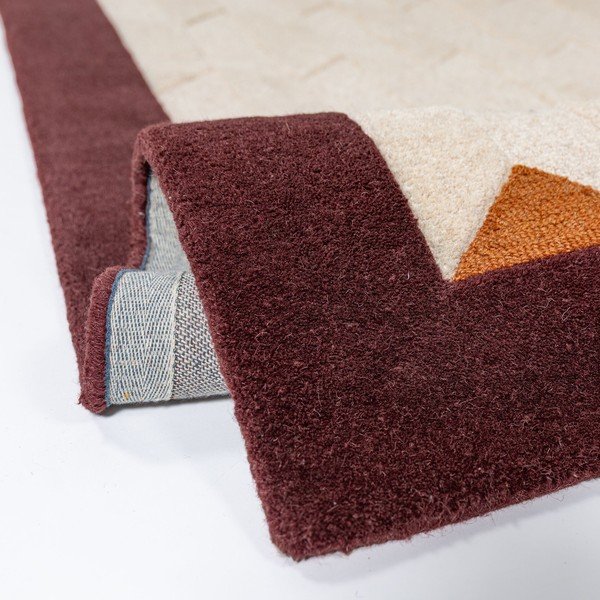 Borvörös-natúr színű kézi szövésű gyapjú szőnyeg 120x170 cm Apex Border Wool – Flair Rugs-image-4