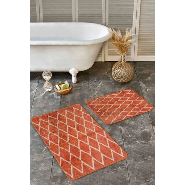 Terrakotta színű bársony fürdőszobai kilépő szett 2 db-os 60x100 cm – Mila Home-image-4