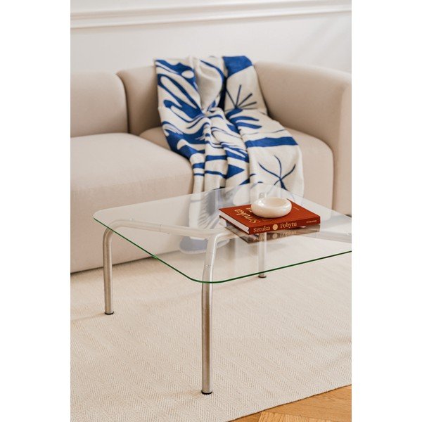 Ezüstszínű dohányzóasztal üveg asztallappal 60x80 cm Uku – noo.ma-image-4