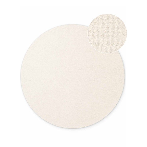 Krémszínű kézi szövésű gyapjú kerek szőnyeg ø 200 cm Puristic Knots – Elle Decoration