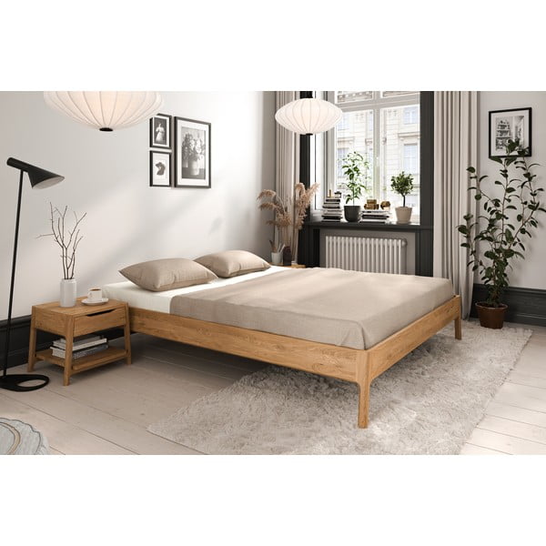 Natúr színű tölgyfa franciaágy 140x200 cm Twig – The Beds-image-1