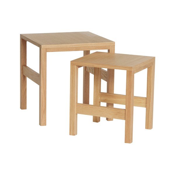 Tárolóasztal szett tölgyfa dekorral,  2 db-os 40x40 cm Puzzle – Hübsch-image-2