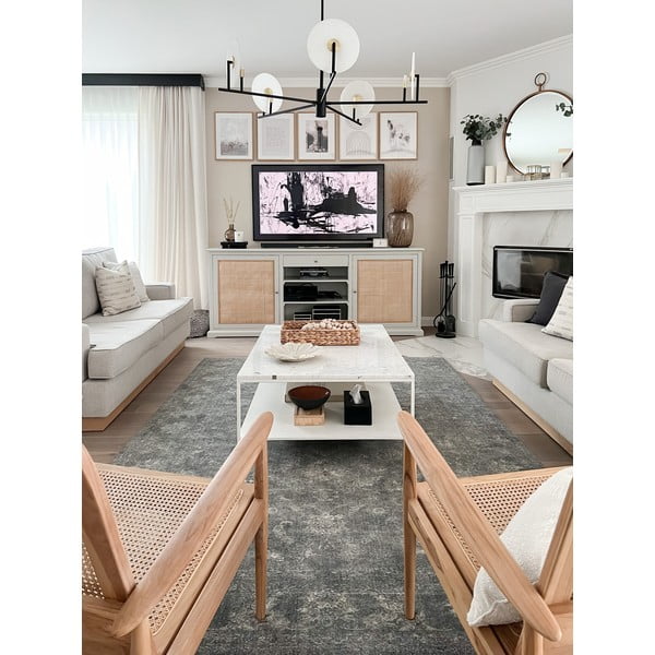 Szürke gyapjú szőnyeg 230x340 cm Calisia Vintage Flora – Agnella-image-4