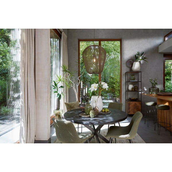 Fekete kerek étkezőasztal akácfa asztallappal ø 120 cm Yellov – Light & Living-image-4