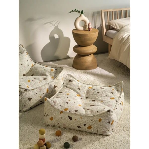 Fehér buklé-zsenília gyerek babzsákfotel Terrazzo Square – Wigiwama-image-1