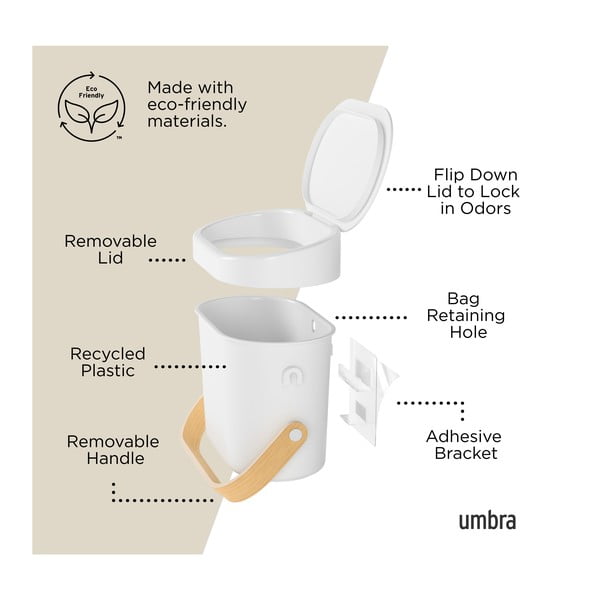 Fehér komposztálható hulladék gyűjtő 4 l Bellwood – Umbra-image-3