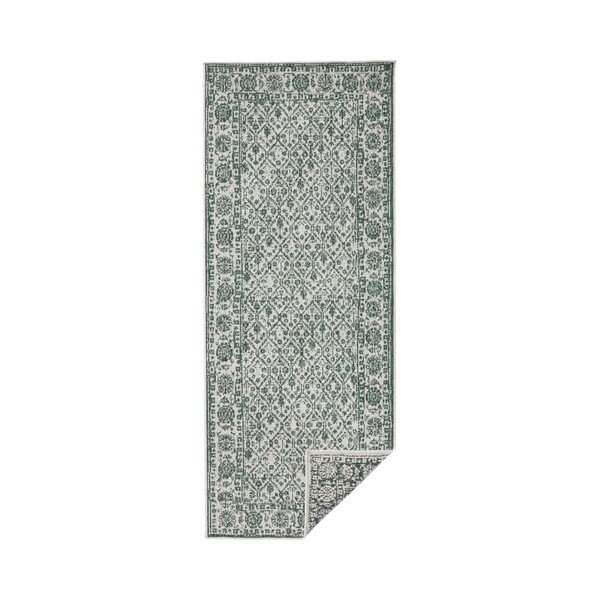 Curacao szürke-zöld mintás, kültérre is alkalmas kétoldalas futószőnyeg, 80 x 350 cm - Bougari-image-1
