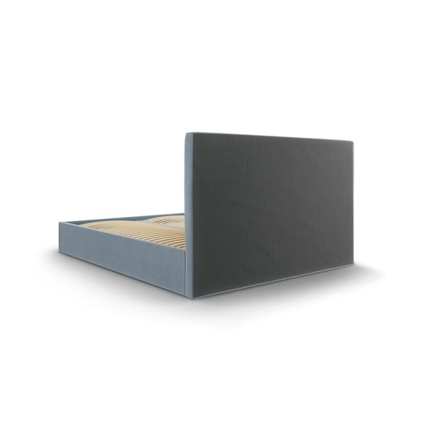 Világoskék kárpitozott franciaágy tárolóhellyel ágyráccsal 180x200 cm Juniper – Mazzini Beds-image-4