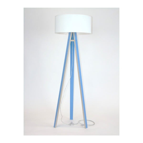 Wanda kék állólámpa, fehér búrával és átlátszó kábellel - Ragaba