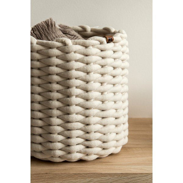 Textil tárolókosár ø 25x25 cm Peach Skin Round M – Bigso-image-3