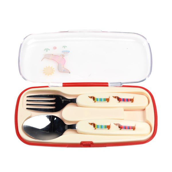 Rozsdamentes acél gyerek evőeszköz 2 db-os Sausage Dog – Rex London