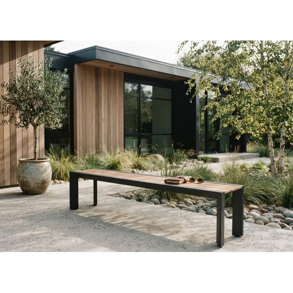 Sötétszürke-barna fém kerti pad Silea – Garden Pleasure-image-1