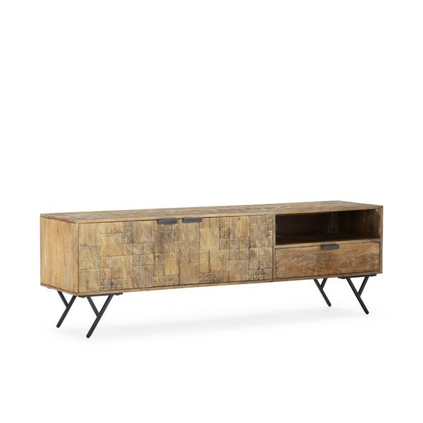 Natúr színű mangófa TV-állvány 175x55x40 cm Priya – MOME