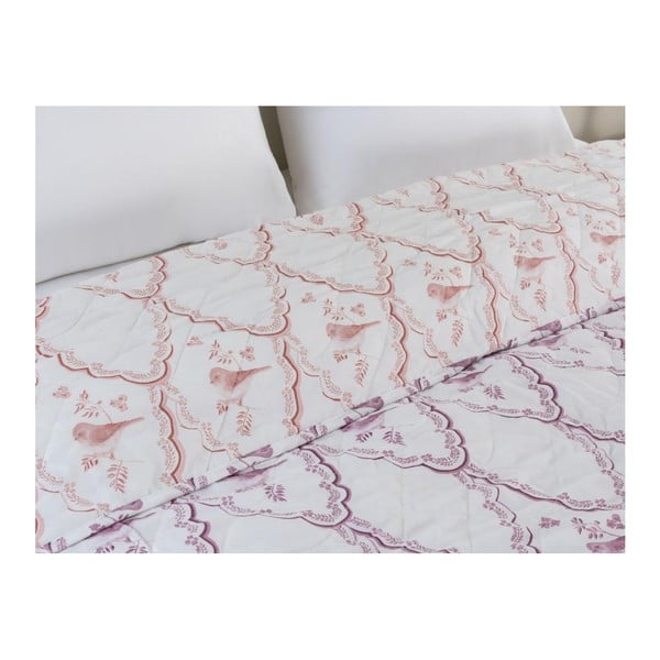 Birdie halvány rózsaszín ágytakaró kétszemélyes ágyra, 200 x 220 cm - Madame Coco