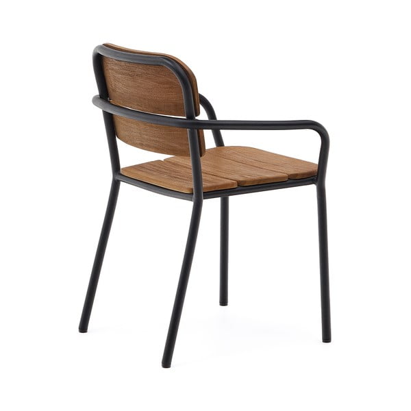 Fekete-barna tömörfa-fém kerti szék Algueret – Kave Home-image-3