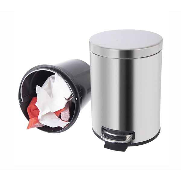 Fényes ezüstszínű rozsdamentes acél pedálos szemetes 3 l – Orion-image-1