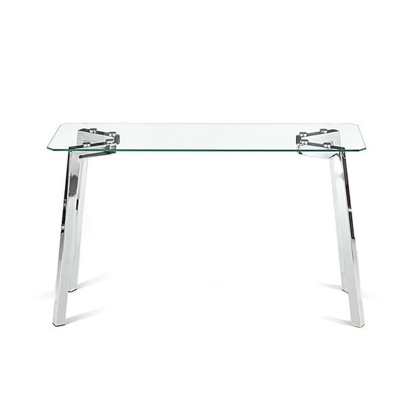 Ezüstszínű konzolasztal üveg asztallappal 40x125 cm Kirk – Tomasucci