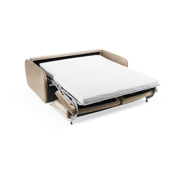 Bézs bársony kinyitható kanapé 194 cm Vienna – Cosmopolitan Design-image-4