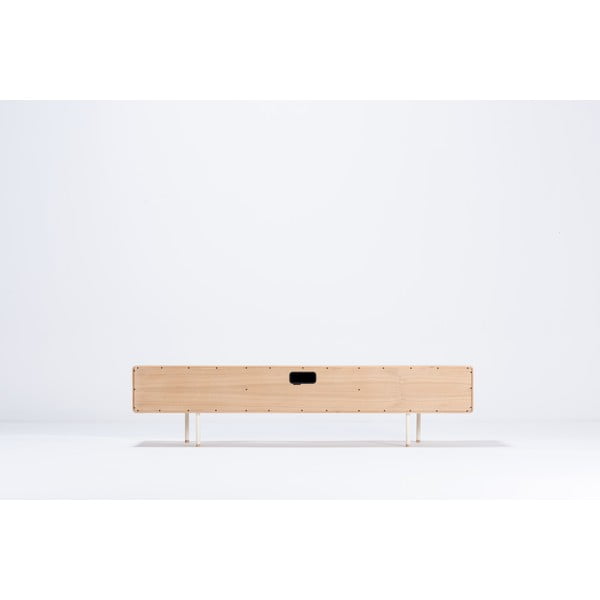 Fehér-natúr színű tölgyfa TV-állvány 200x48 cm Fina – Gazzda-image-3