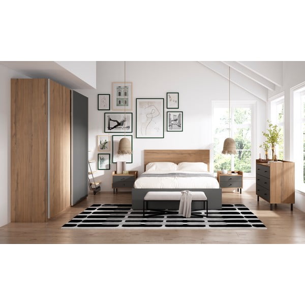 Fekete franciaágy tárolóhellyel és ágyráccsal 160x200 cm Malta - Marckeric-image-4