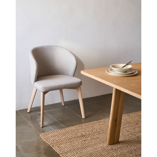 Bézs kárpitozott étkezőfotel Darice – Kave Home-image-1