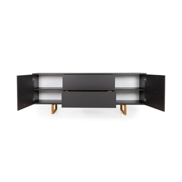 Birka antracitszürke komód tölgyfa lábakkal, 216 x 78 cm - Tenzo-image-3