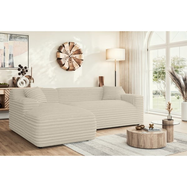 Bézs kordbársony sarokkanapé (bal oldali-heverő résszel) Martin – Ropez-image-1