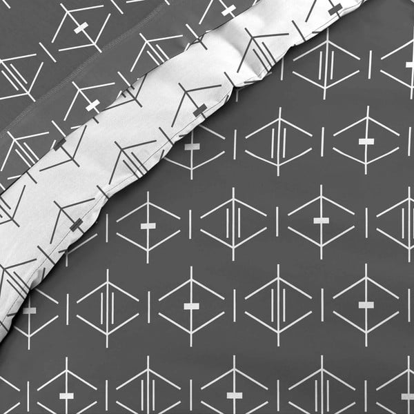 Fehér-sötétszürke kétszemélyes-hosszabbított pamut paplanhuzat 240x220 cm Aristide – douceur d'intérieur-image-3