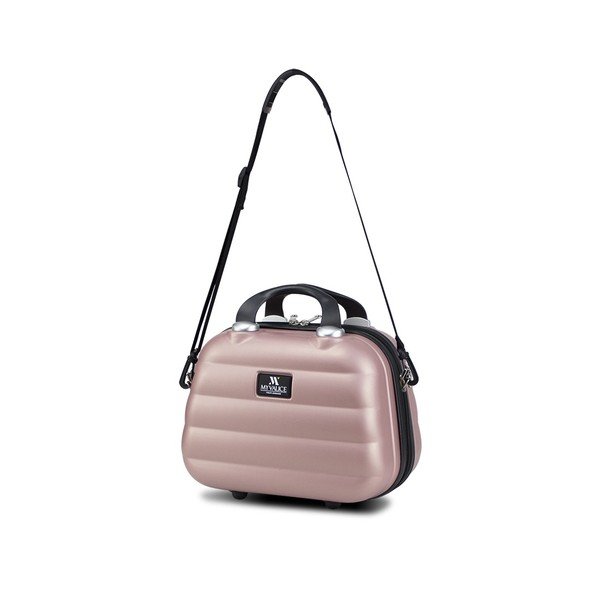 RESSNO MU & M rózsaszín görgős bőrönd és kézipoggyász szett USB csatlakozóval - My Valice-image-4