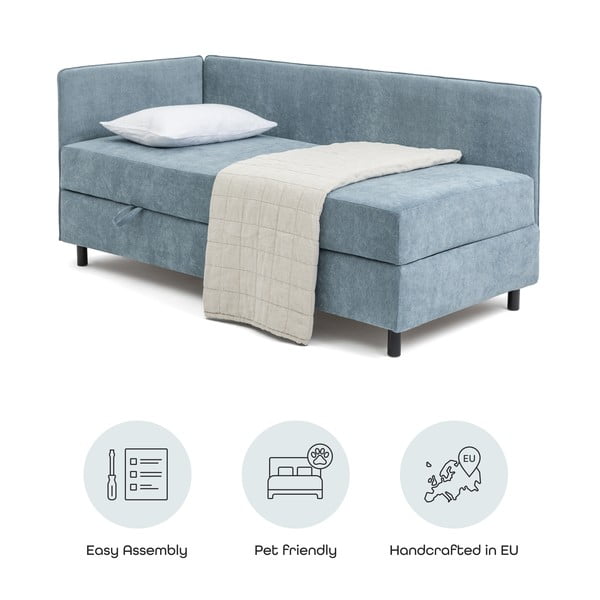 Kék kárpitozott ágyneműtartós egyszemélyes ágy matraccal 120x200 cm Avela – Bonami Selection-image-4