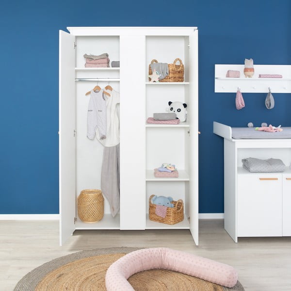 Fehér gyerek ruhásszekrény 119x190x52 cm Anton – Roba-image-1