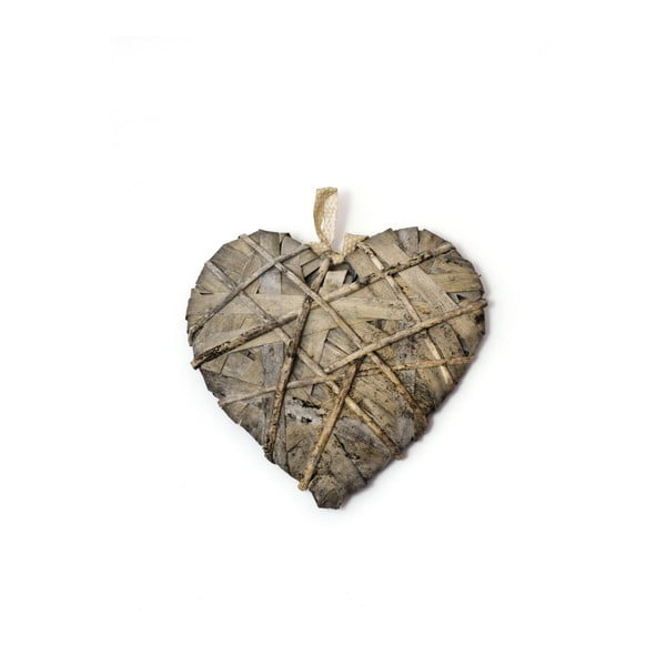 Szürke szív formájú felfüggeszthető dekoráció, hossza 35 cm - Ego Dekor