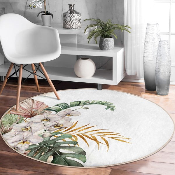 Krémszínű mosható-robotporszívóval tisztítható kerek szőnyeg ø 120 cm Comfort – Mila Home-image-3