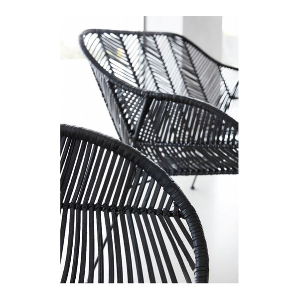 Aslog fekete rattan szék - Hübsch-image-2