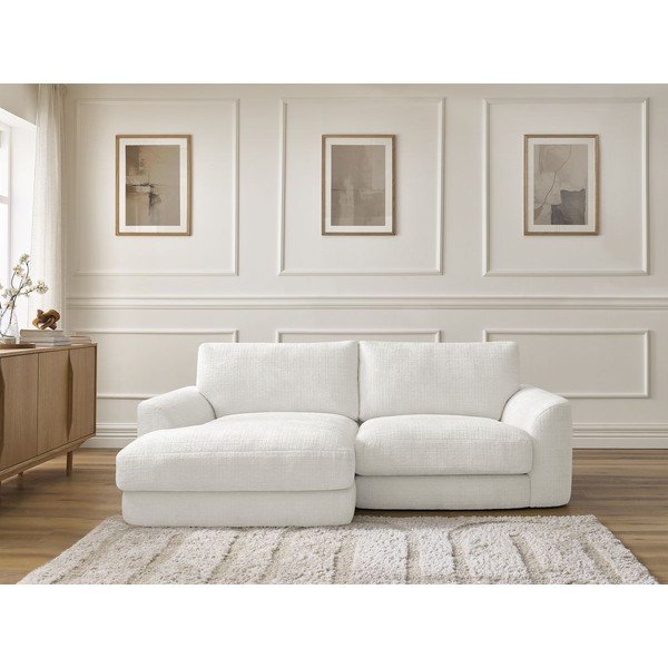 Fehér zsenília sarokkanapé (bal oldali-heverő résszel) Leonore – Bobochic Paris-image-1