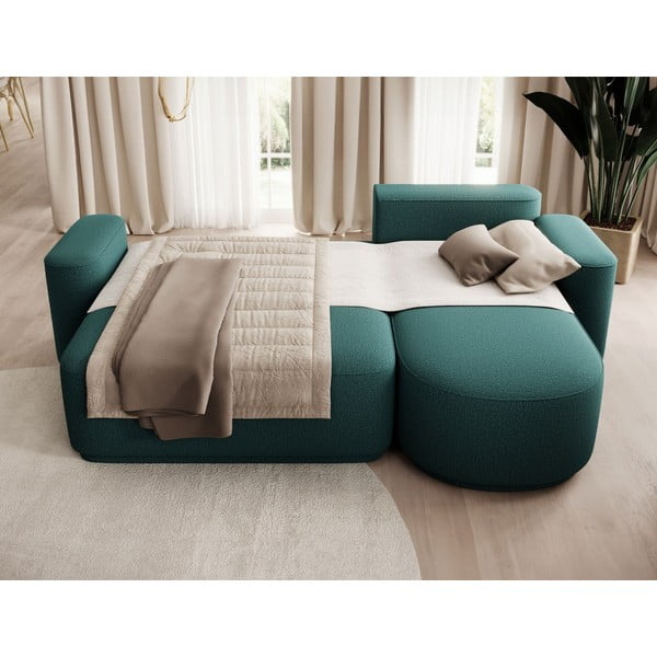 Zöld zsenília kinyitható-tárolóhelyes sarokkanapé (jobb oldali-heverő résszel) Aurumm – ELTAP-image-4