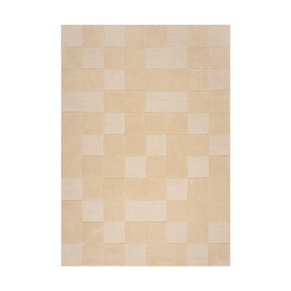Bézs gyapjú szőnyeg 170x120 cm Checkerboard - Flair Rugs