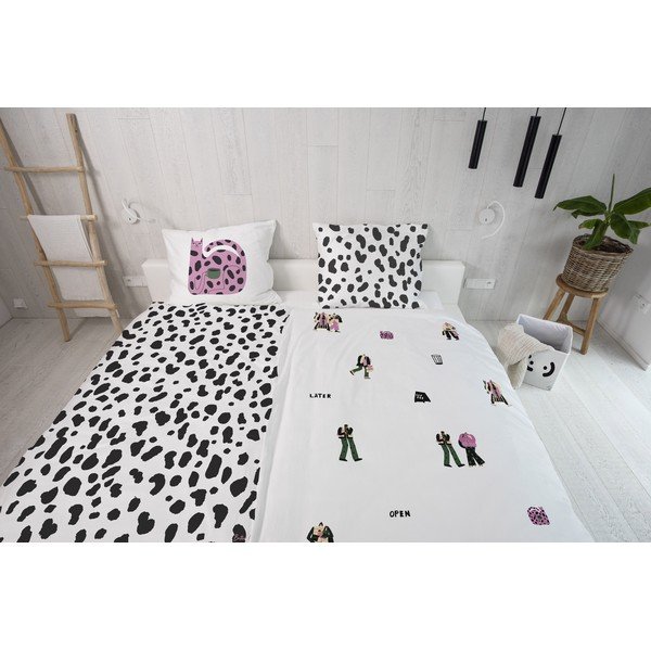 Egyszemélyes pamut-szatén ágyneműhuzat 140x200 cm Cats Love Hot Coffee - Butter Kings-image-1