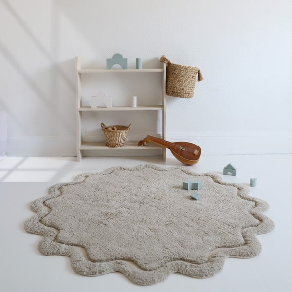 Bézs mosható kézi szövésű pamut kerek szőnyeg ø 110 cm Sweet April Lin – Nattiot-image-3